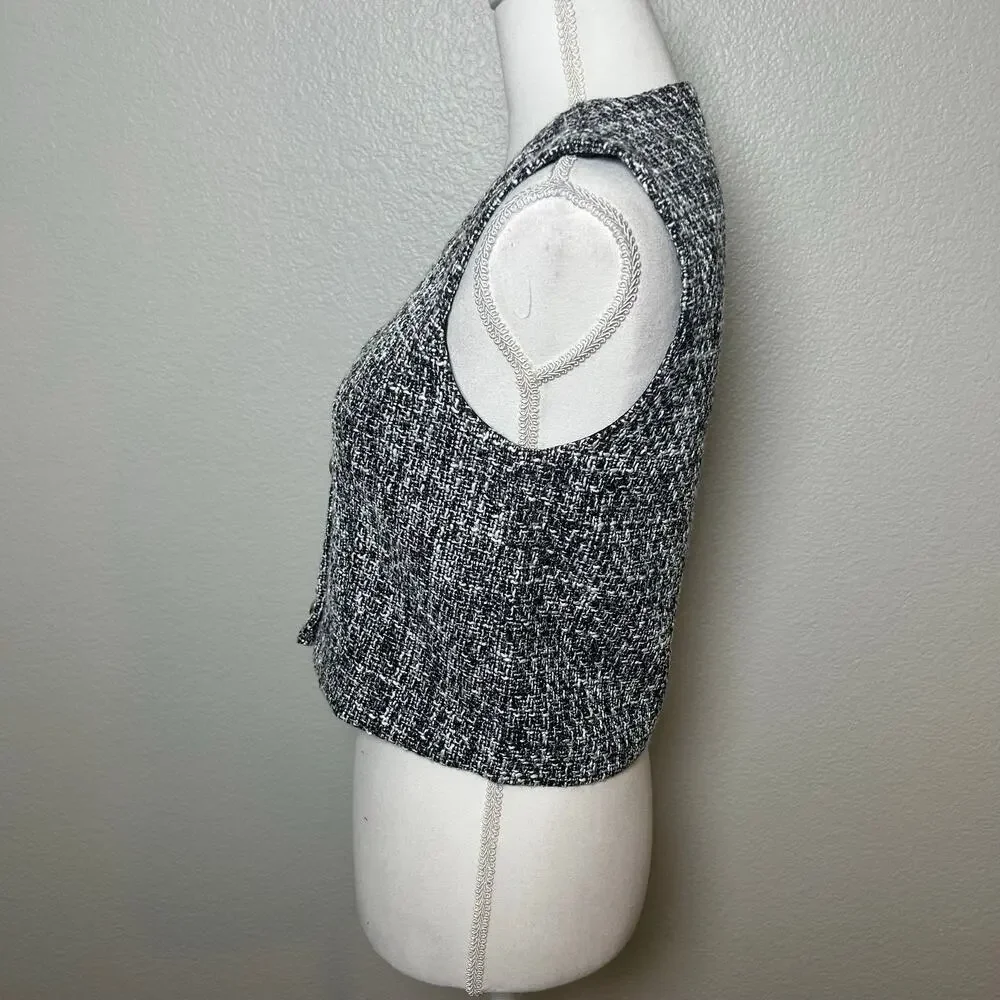 Abercrombie & Fitch NWT black and white tweed 4 gold button lined vest XS